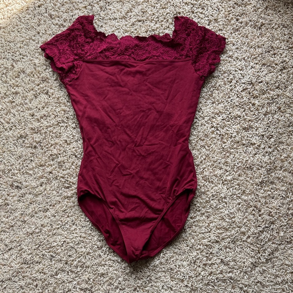 Elegant Burgundy Lace leotard